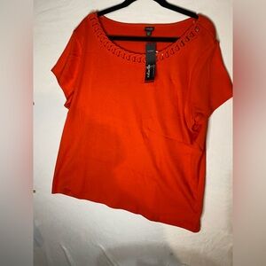 Rafaella Vibrant Orange Short Sleeve Top